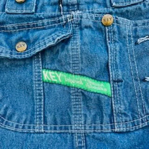 VTG KEY Bib Imperial Denim Jean Overall Men's Size 34 x 30 Blue - Picture 4 of 15
